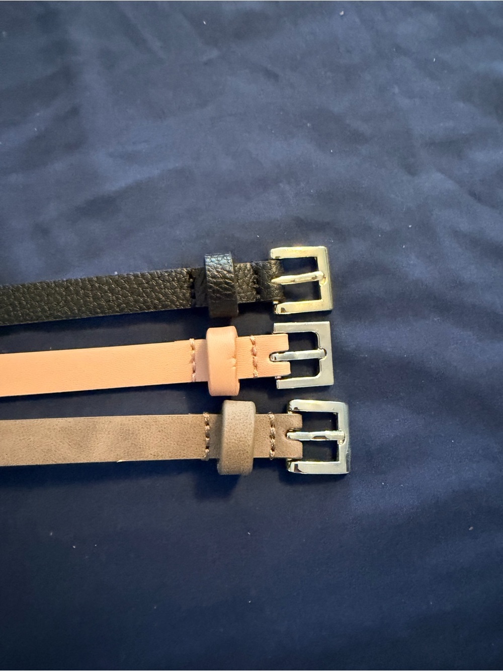 Women's Leather Belts Set - Black, Tan, and Rose - One size